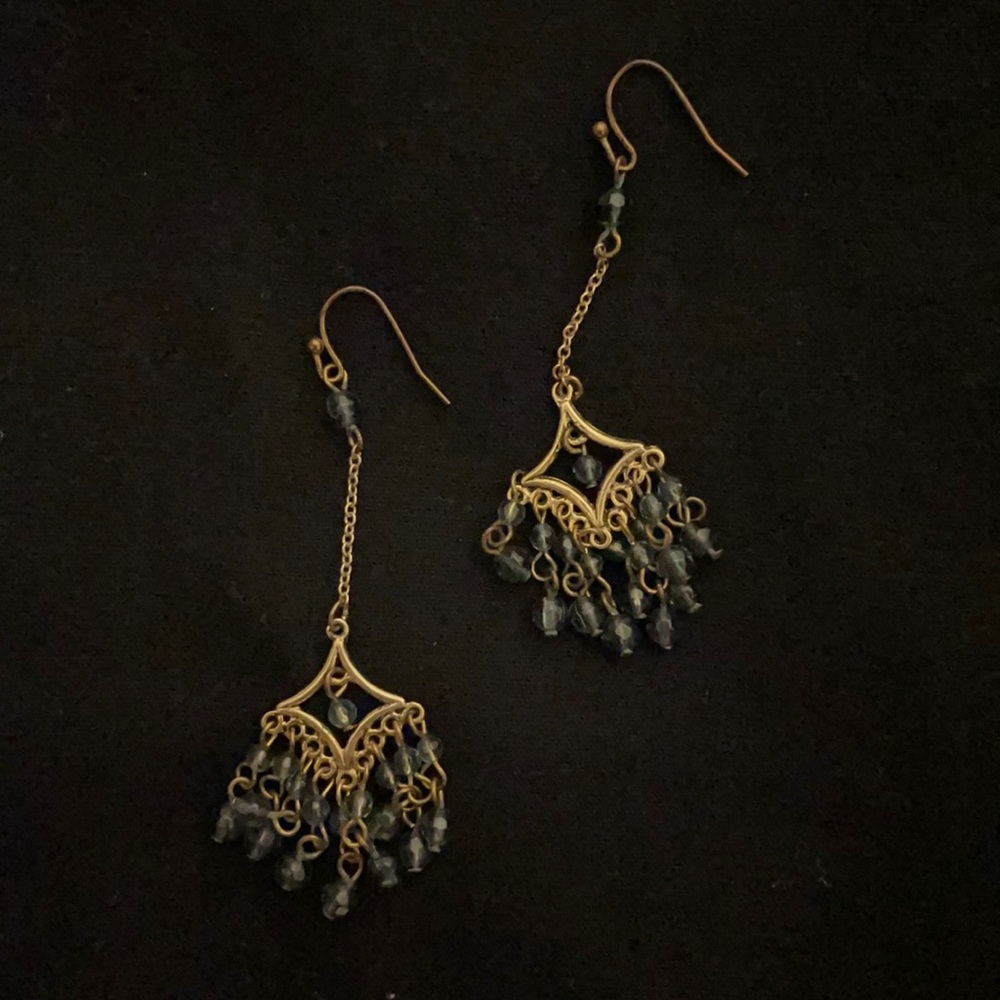 Good blue glass bead dangle earrings